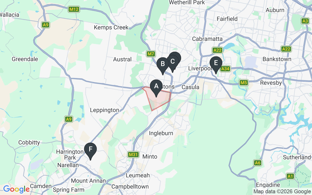 Map showing concrete delivery plants near Edmondson Park