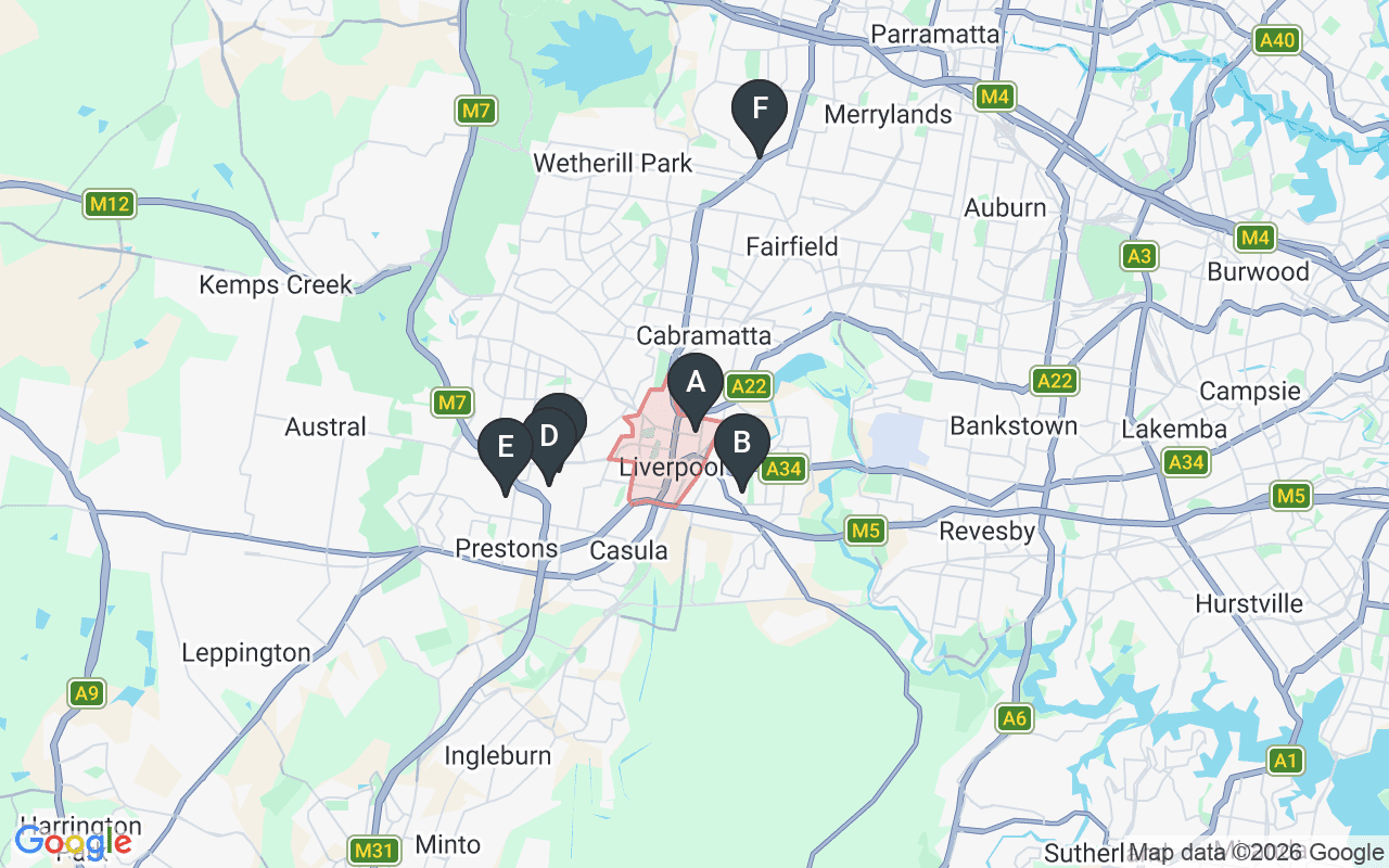 Map showing concrete delivery plants near Liverpool